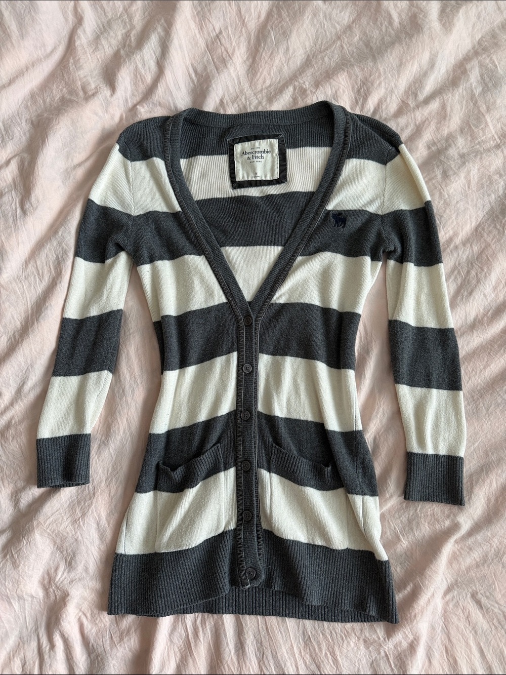 Vintage rare y2k Abercrombie & fitch striped v neck cardigan